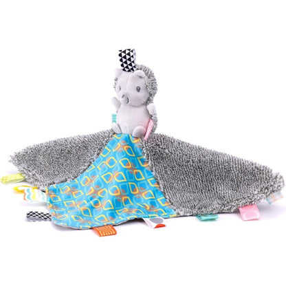 Mary Meyer Taggies Heather Hedgehog 13x13 inch baby security blanket with colorful satin tags.