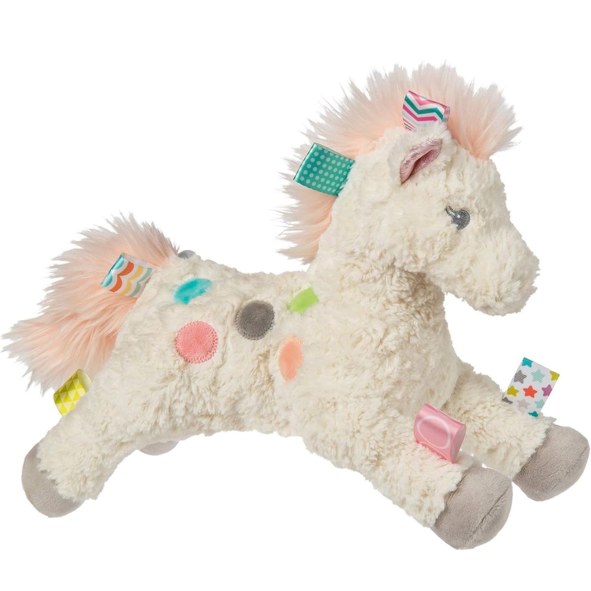 Mary Meyer Taggies Painted Pony 12-inch soft stuffed animal activity toy with satin tags.