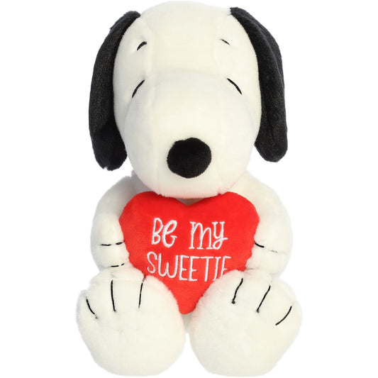 Front view thumbnail of the cute white Snoopy plush sitting straight, showcasing his symmetrical face and red embroidered heart.