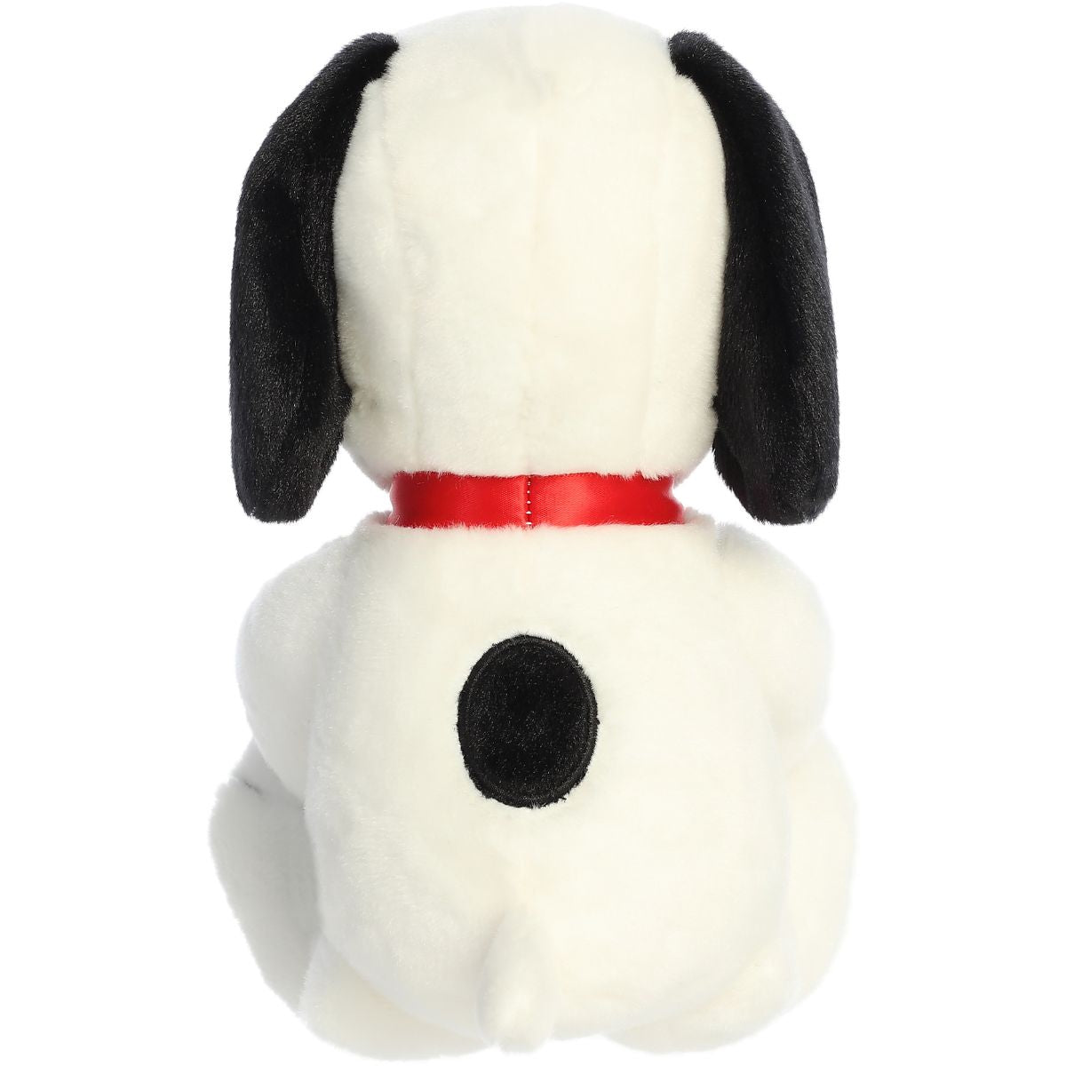 Rear thumbnail view of the Aurora Snoopy stuffed toy highlighting his smooth white plush back, red collar, and iconic black spot.