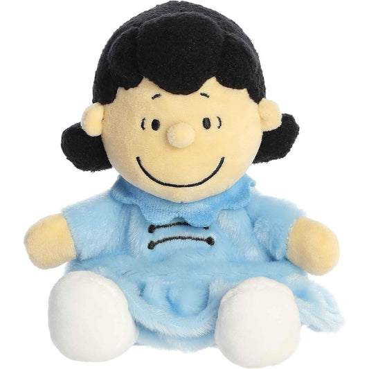 Front view thumbnail of the cute Lucy Van Pelt plush sitting straight, showcasing her symmetrical face, small extended peach arms, and black dress details.