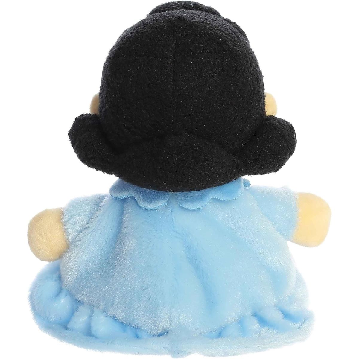 Rear thumbnail view of the Aurora Lucy stuffed toy displaying the back of her black hair and the reverse side of her light blue plush dress.