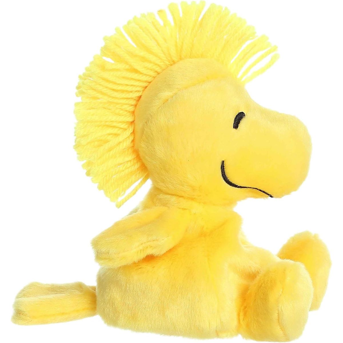 Side profile thumbnail of the mini Woodstock plush showcasing his rounded head shape, curved beak, and full spiky feathery crest.