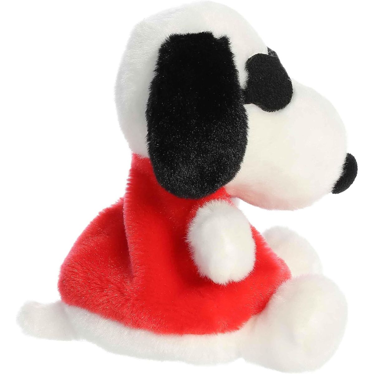 Side profile thumbnail of the mini Snoopy plush showing his long white snout, black ear, and the side profile of his red shirt.