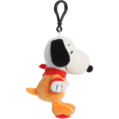 Side profile view of the Astronaut Snoopy clip-on showing his black floppy ear, small orange tail, and red collar accent.