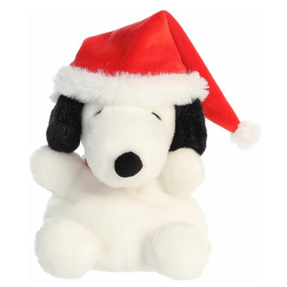 A close-up front portrait thumbnail of the Santa Snoopy plush showcasing its white head, black button nose, and floppy black ears.