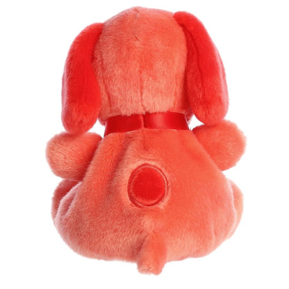 Back view of the Aurora Snoopy plush showcasing his red body, dark red ears, collar, and the matching spot on his back.