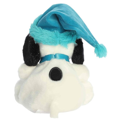The rear thumbnail view of the black-and-white Aurora Snoopy stuffed toy displaying his clean back and the pom-pom on his hat.