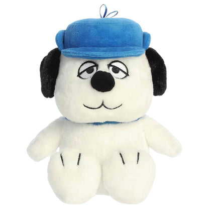 Front view thumbnail of the cute Olaf plush sitting straight, highlighting his sleepy eye expression, black nose, blue cap, and blue collar.