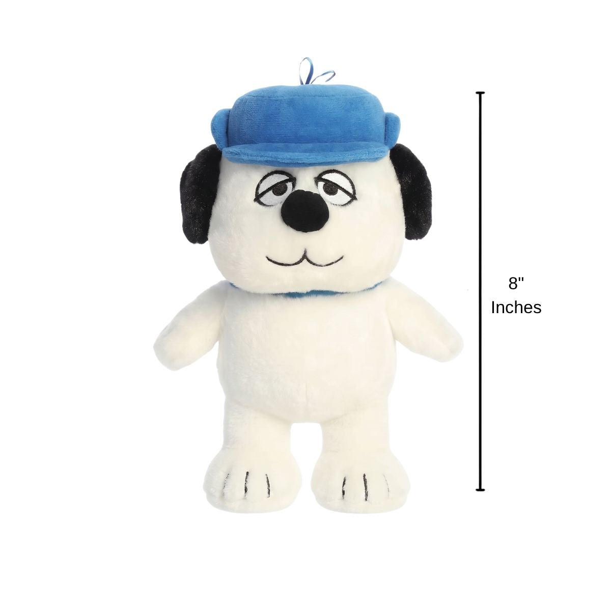 Full front view thumbnail of the Olaf plush shown next to an 8-inch height measurement graphic indicator.