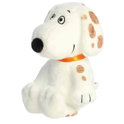 Left three-quarter view thumbnail of the Marbles dog plush sitting balanced on a flat surface.