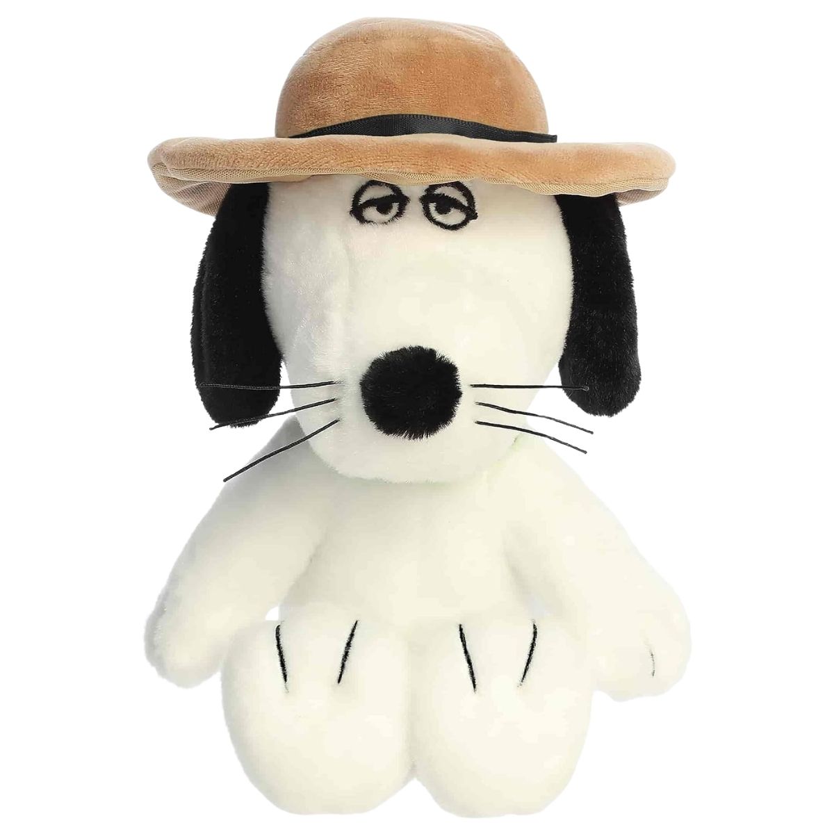 Front view thumbnail of the cute Spike plush sitting straight, highlighting his wide-brimmed brown fedora, long black whiskers, and sleepy eyes.