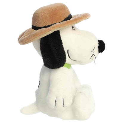 Side profile view thumbnail of the 8-inch Spike plush showcasing his long snout, brown fedora hat brim, and soft seated posture.