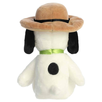 Rear view thumbnail of the Aurora Spike stuffed toy displaying his white plush back, signature round black spot, floppy ears, and brown hat.