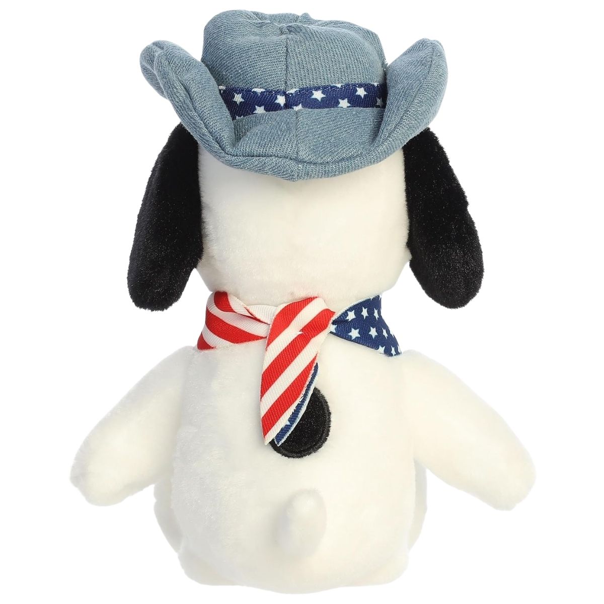 Rear thumbnail view of the Aurora Americana Snoopy plush displaying his classic black spot and white back.