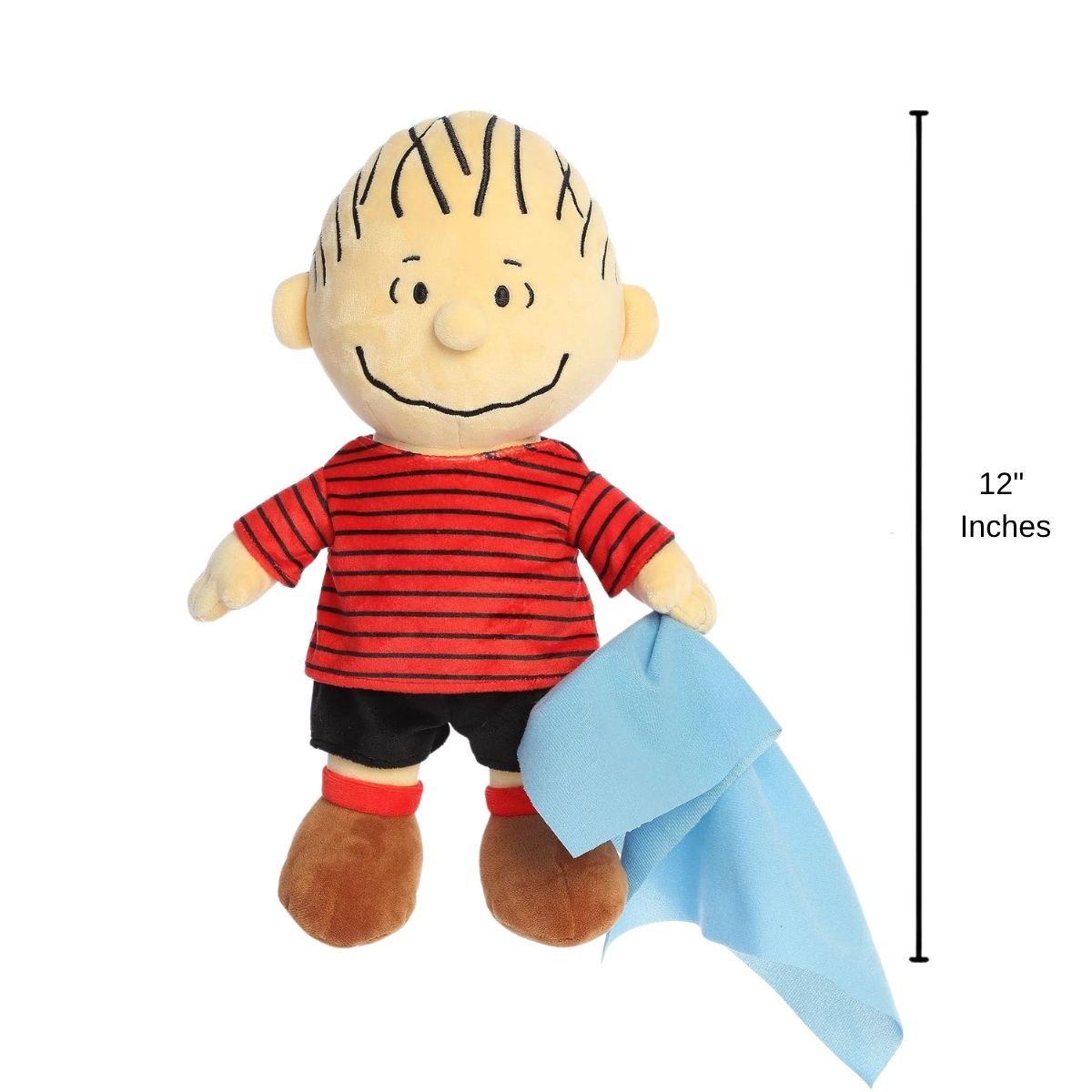 Full-standing display thumbnail of the Linus plush next to a 12-inch height measurement graphic indicator.