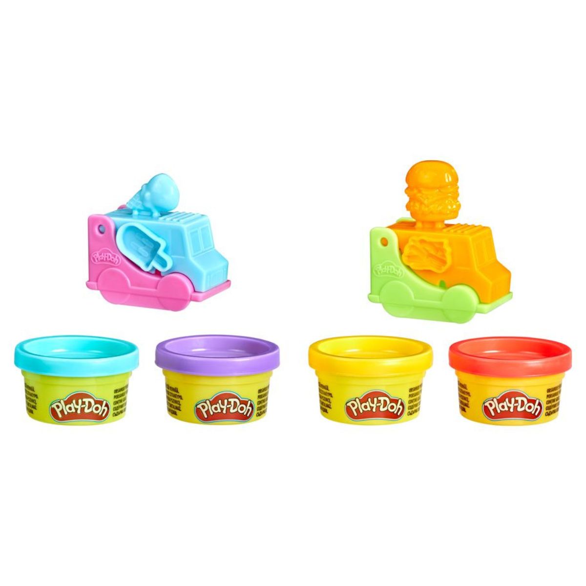 Play-Doh Kitchen Creations 2" Inch Mini Food Truck Playset, Burger & Ice Cream Truck