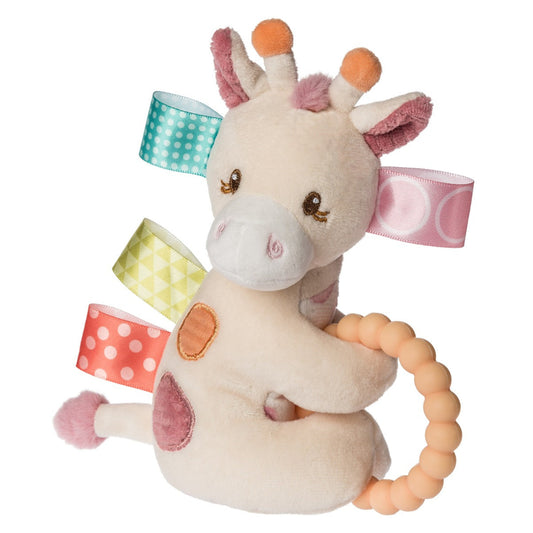Mary Meyer Taggies 5" Inch Soft Rattle with Teether Ring and Sensory Tags, Tilly Giraffe