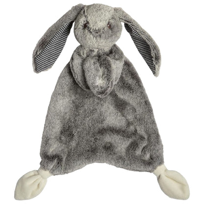 Mary Meyer Silky Grey Bunny Lovey 13-inch baby security blanket and plush toy.