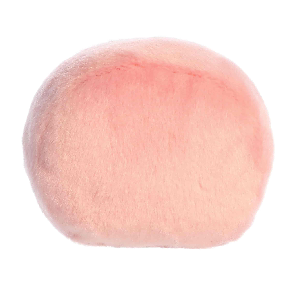 Back view of the Aurora pink smiley plush showcasing its soft pastel pink plush texture.