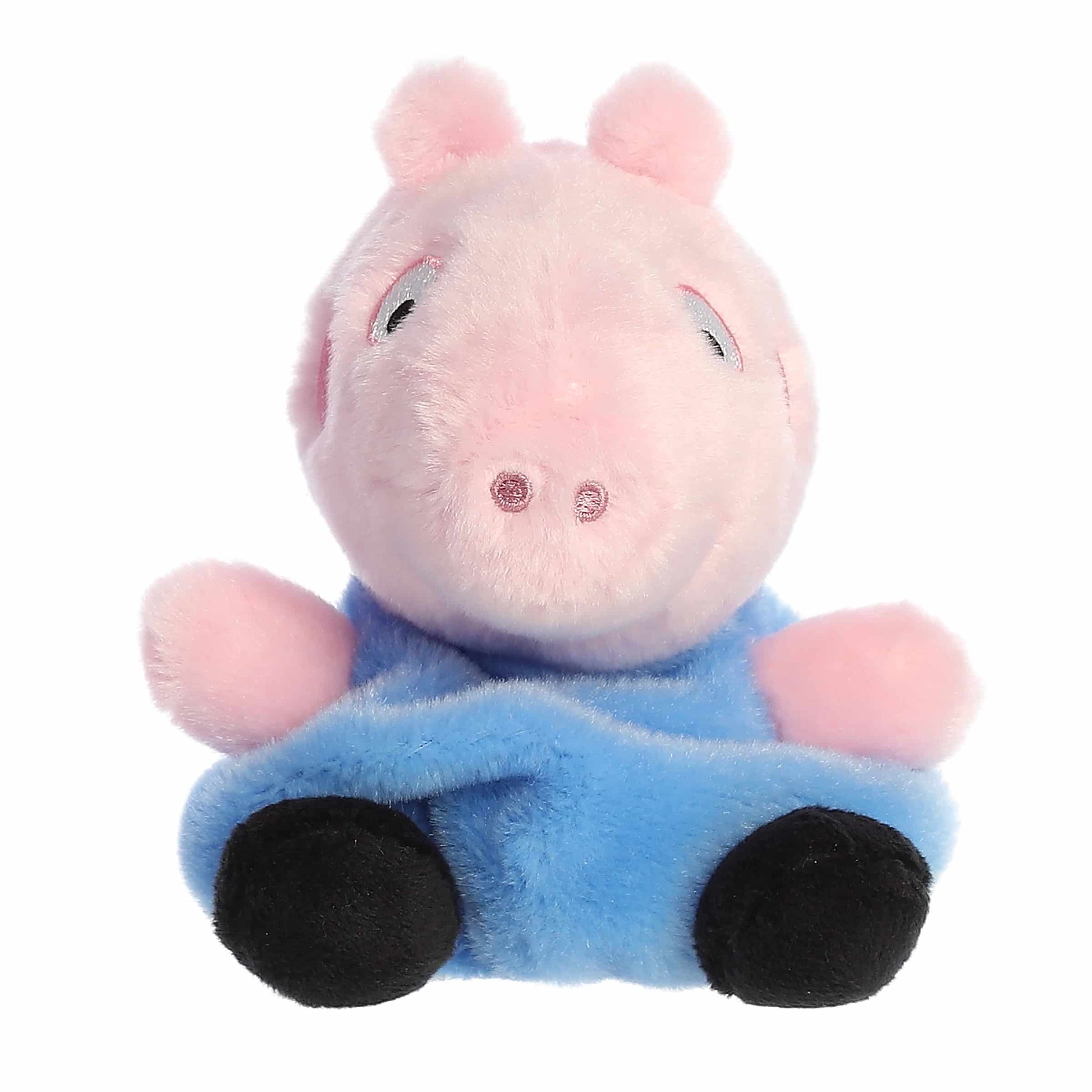 A close-up front portrait thumbnail of the George Pig plush showcasing his symmetrical snout, wide eyes, and black plush feet.