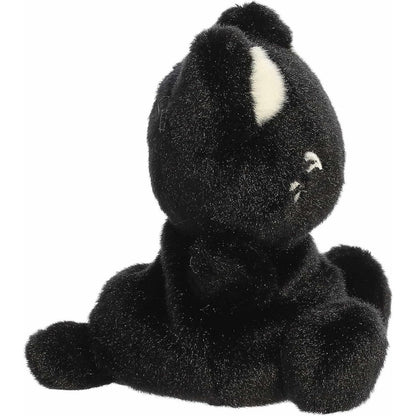 The right side profile thumbnail of the sitting black cat plush highlighting its round, plump mochi-like body shape.