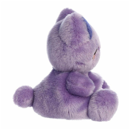 The right side profile thumbnail of the sitting purple cat plush highlighting its round, plump mochi-like body shape.