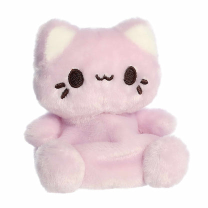 Aurora Palm Pals Taro Meowchi 5-inch plush stuffed toy sitting forward with pastel lavender-purple fur and cream inner ears.