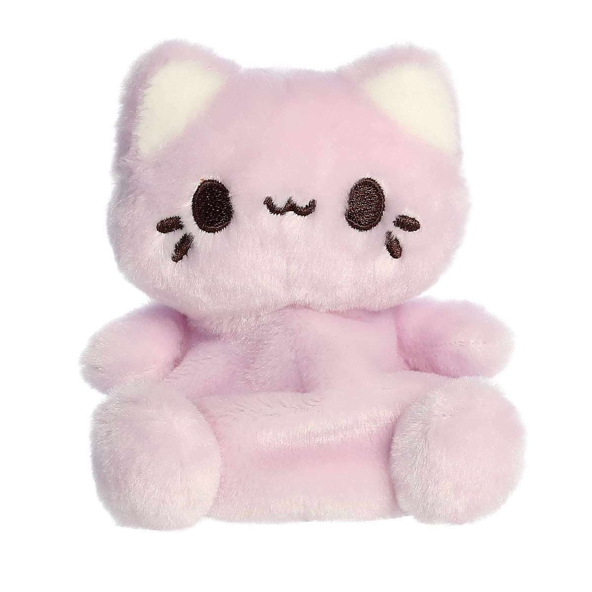 A close-up front portrait thumbnail of the lavender Taro Meowchi plush showing its embroidered cat mouth and black whiskers.