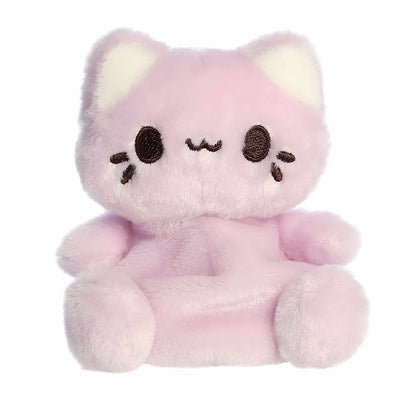 A close-up front portrait thumbnail of the lavender Taro Meowchi plush showing its embroidered cat mouth and black whiskers.