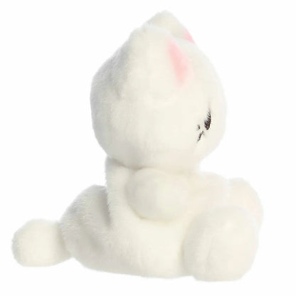 The left side profile thumbnail of the sitting white cat plush highlighting its round mochi-like body shape.