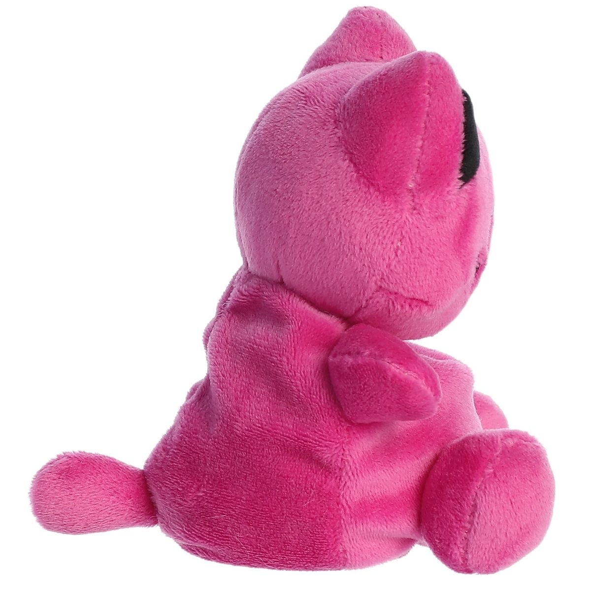 Side profile view of the Palm Pals Cosmic Purple Meowchi highlighting its plump, rounded shape and little plush tail.