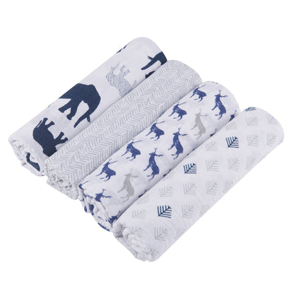 Newcastle Classics In the Wild 100% Natural Cotton Muslin Swaddle Blankets, 4 Pack