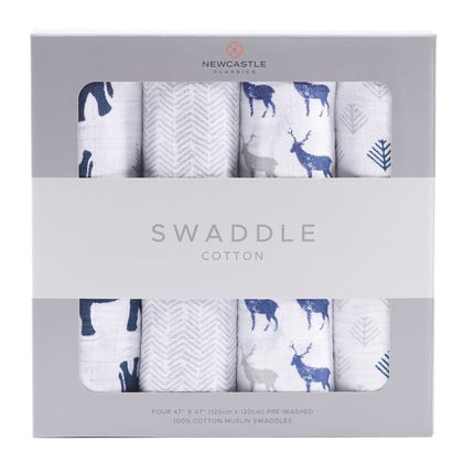 Newcastle Classic In the Wild 100% Natural Cotton Muslin Swaddle 4PK