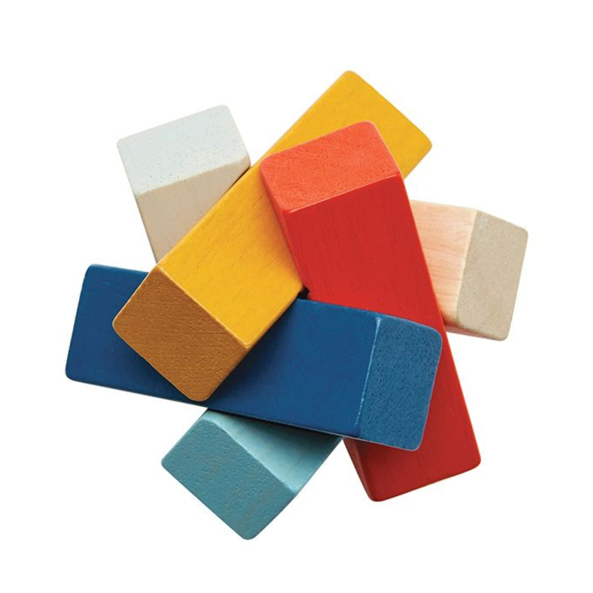 Front view of the PlanToys PlanMini wooden rectangular puzzle toy in its frame.