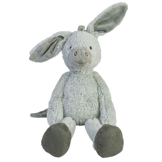 Happy Horse Donkey Diego No. 2 light grey plush stuffed animal donkey sitting against a white background.