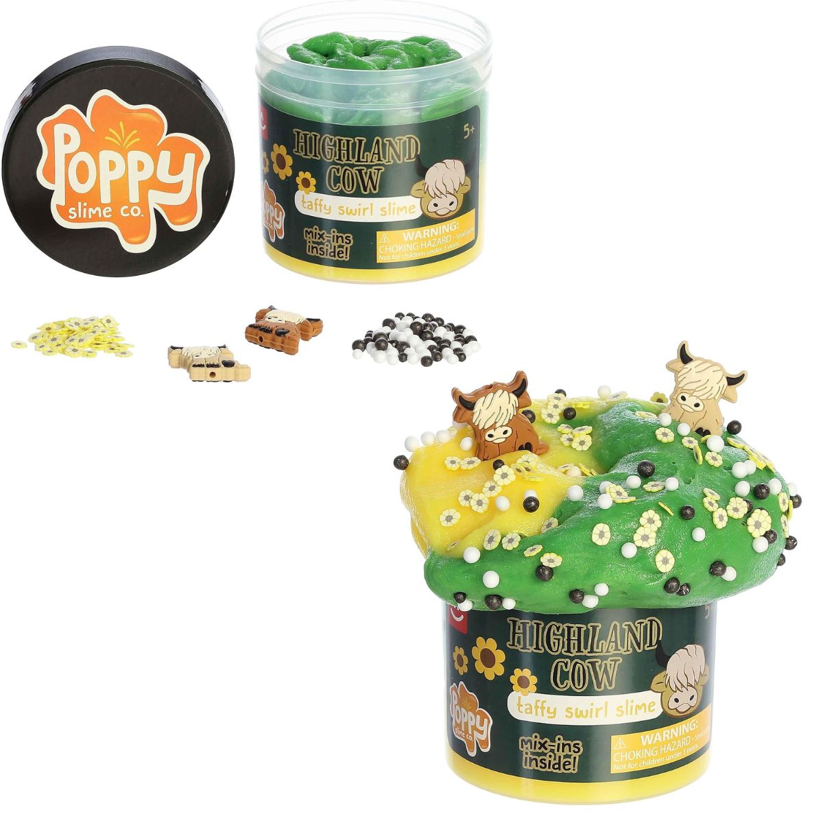 Aurora Toys Poppy Slime Co. Highland Cow Taffy Swirl Slime