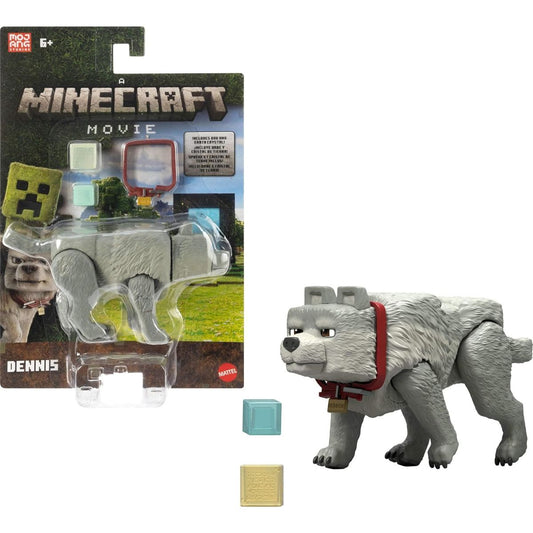 Mattel A Minecraft Movie 4" Inch Dennis The Wolf Action Figure & Accessories