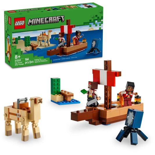LEGO® Minecraft The Pirate Ship Voyage Building Kit 21259, 166 Pieces