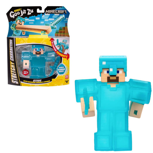 Heroes of Goo Jit Zu™ Minecraft Action Figure, Steve with Diamond Armor & Sword