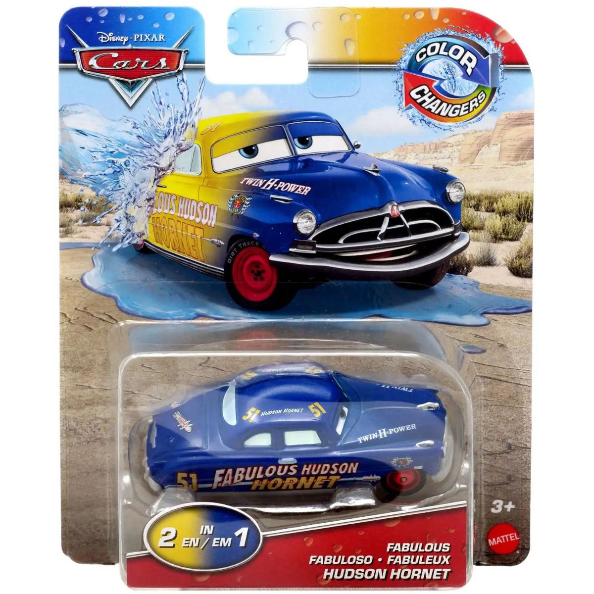 Disney Cars Color Changers Fabulous Hudson Hornet, Scale 1:55