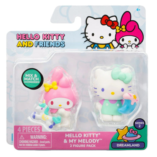 Hello Kitty® and Friends 2" Inch Dreamland 2 Figure Pack, Hello Kitty & My Melody