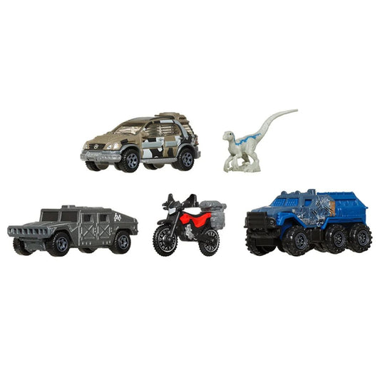 Matchbox Jurassic World Rebirth Car, Truck & Dinosaur Car 5 Pack 1:64 Scale, Dinosaur Capture Team