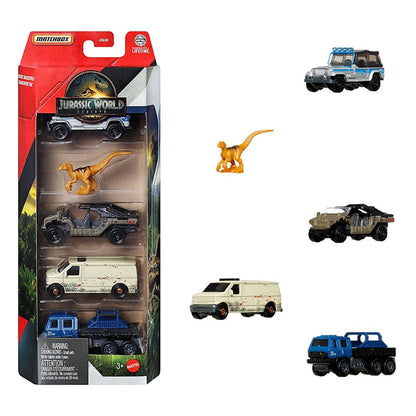Matchbox Jurassic World Rebirth Car, Truck & Dinosaur Car 5 Pack 1:64 Scale, Rapid Getaway Unit