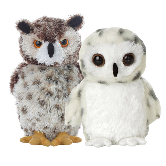 Aurora® Mini Flopsie™ Bird Duo 8" Inch Plush Set, Osmond Owl & Snowy Owl