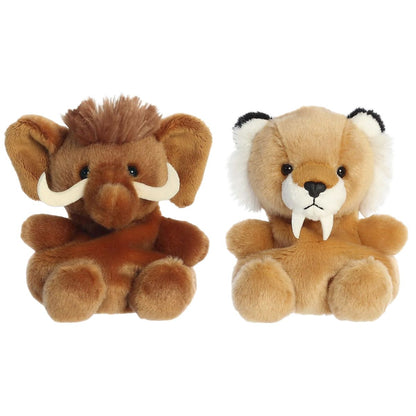 Aurora® Palm Pals™ Pre-Historic Duo 5" Inch Plush Set, Mo Woolly Mammoth & Ash Saber Tooth Tiger