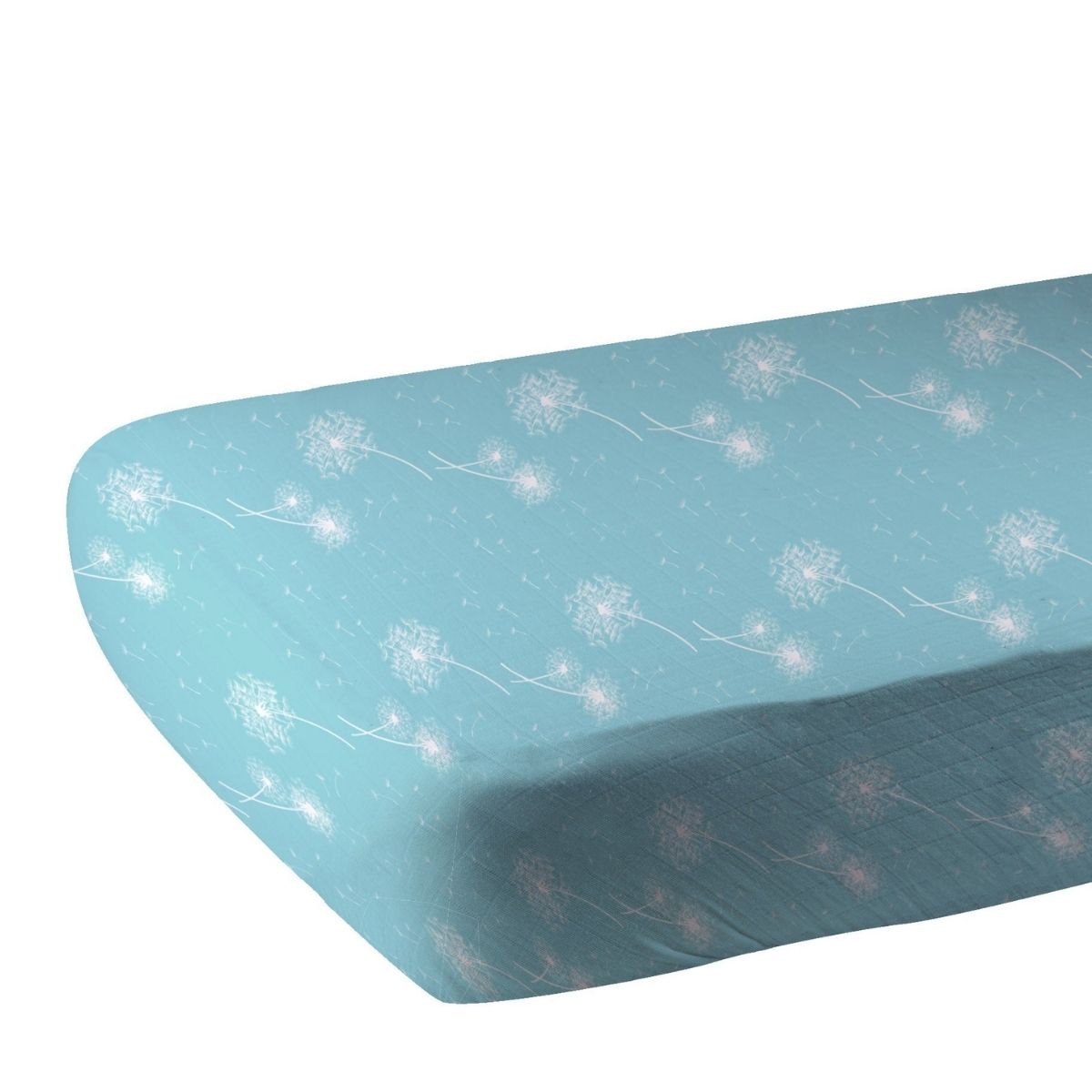 Newcastle Classics Bamboo Muslin Crib Sheet - Dandelion Seeds (Aqua)