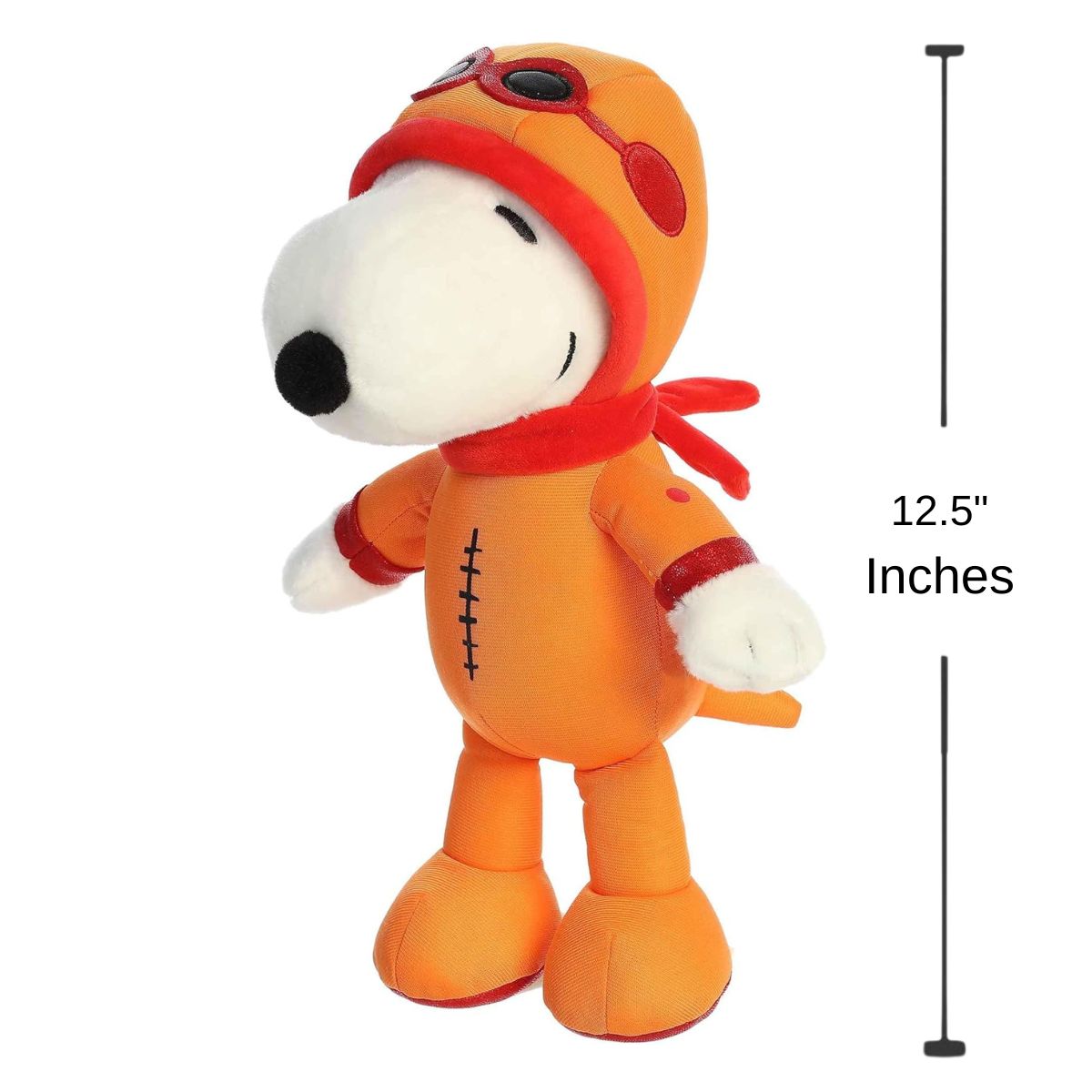 Standing view of the Astronaut Snoopy plush with a dimension line indicating its 12.5-inch height.