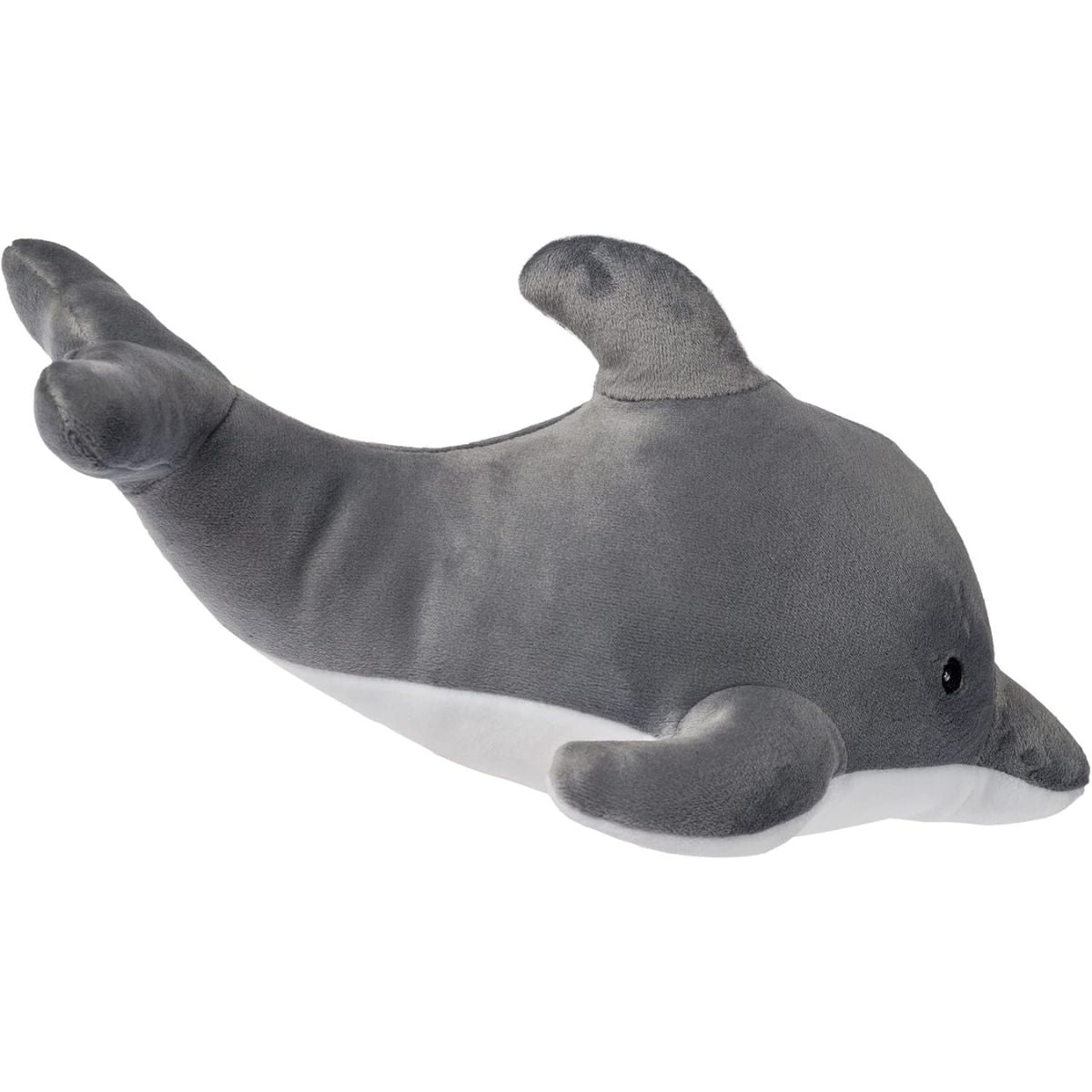 Side view of the Mary Meyer dolphin stuffed animal showing its plush flippers and huggable shape.