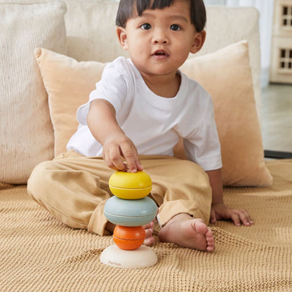 PlanToys 7-Piece Wooden Stacking Ring Activity Toy Cups